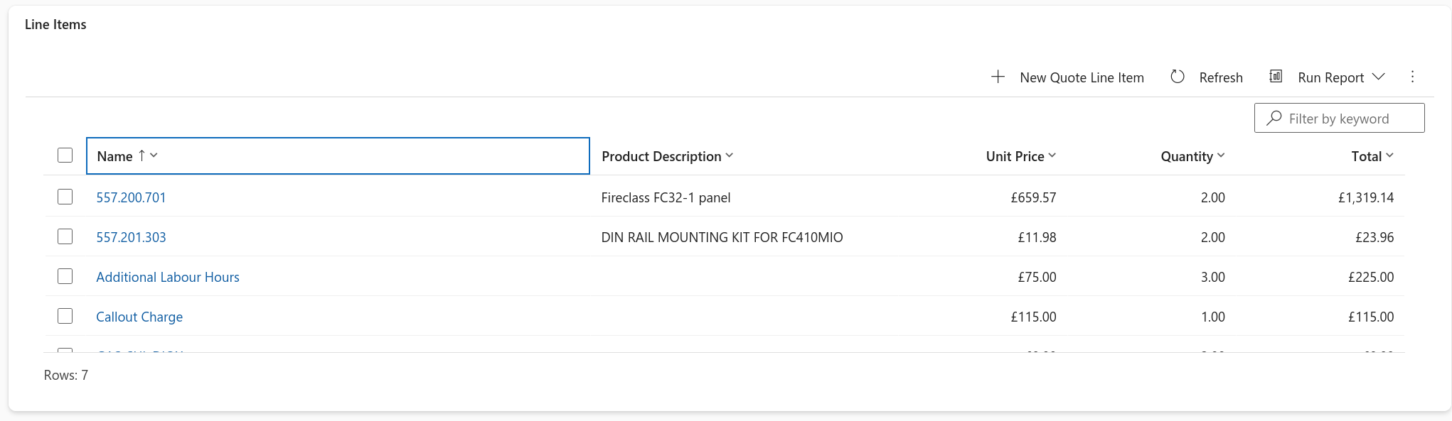 Adding Line Items